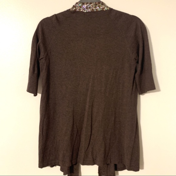 Express Holiday Cardigan Brown w/ Sprakle Sequins - Picture 5 of 7